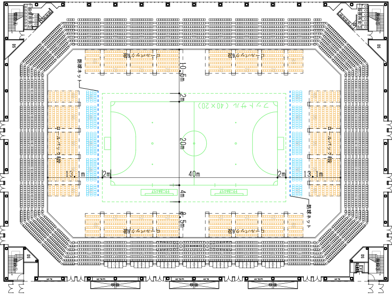 フットサル(センターコート)コートの平面図