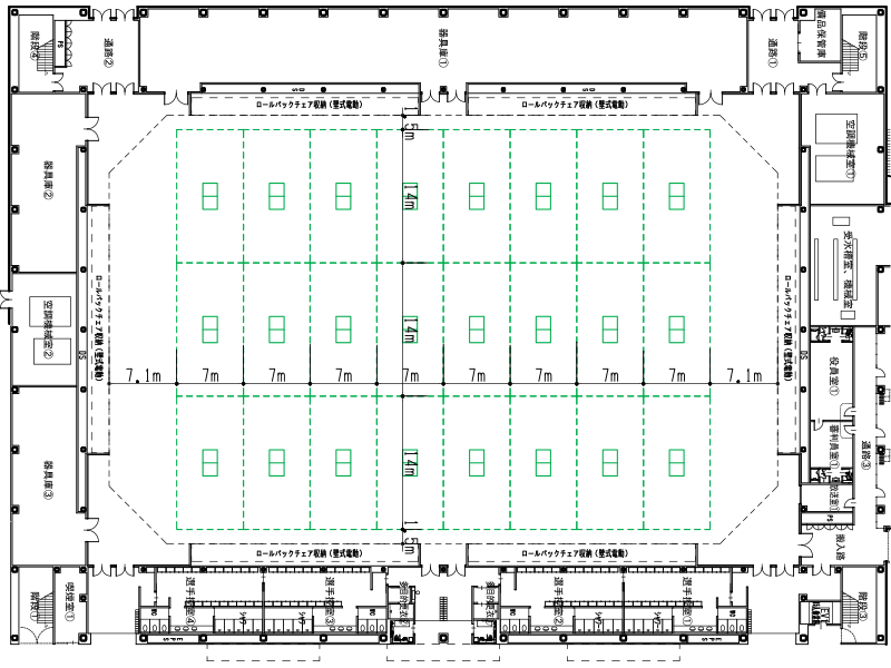 卓球(公式24面)コートの平面図